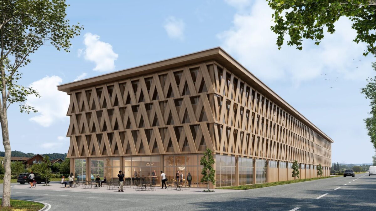 Visualisierung den neuen Bildungszentrum Holz